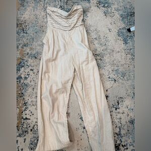 Abercrombie & Fitch Cream Wide Leg Jumpsuit